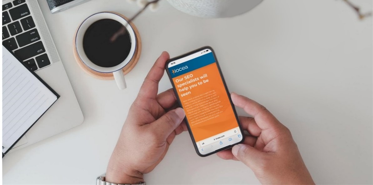 Iphone on iocea webpage, SEO specialists